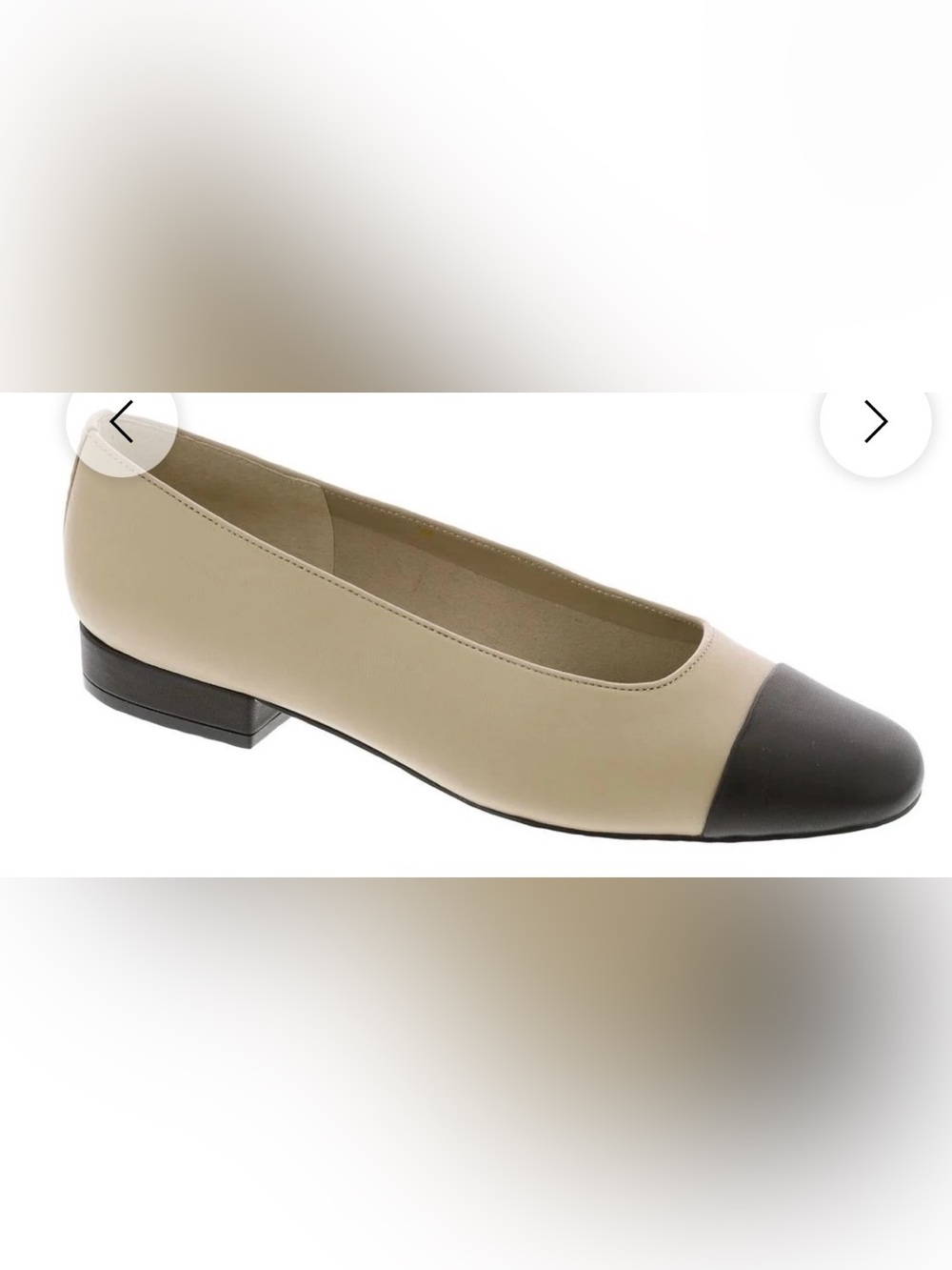 Vaneli Cacey Cap Toe Ballet Flats Taupe Black Leather Size 8.5M Italy EUC